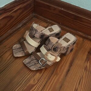 NWOB Louise et Cie Jerilyn Buckle Snake Print Mules Slides 7M